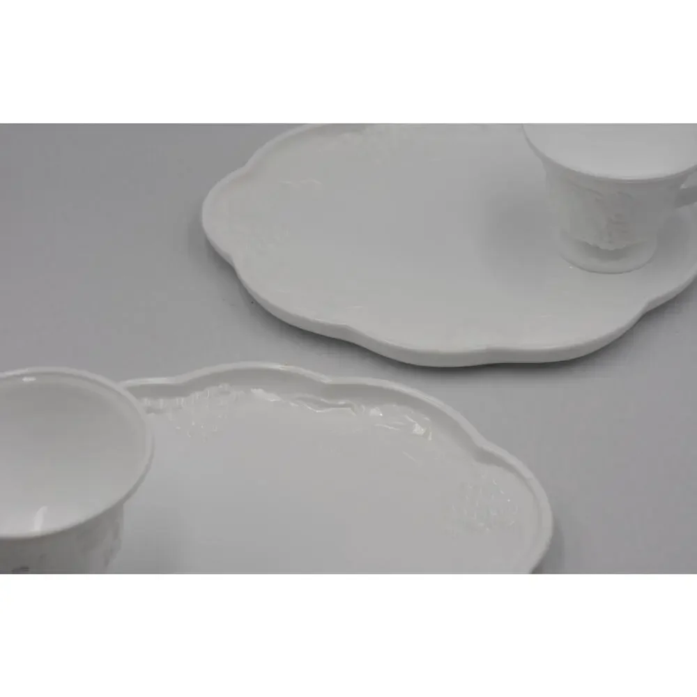 Indiana Colony White Harvest Milk Glass Grape Luncheon Snack Tray & Cup 4pc Set